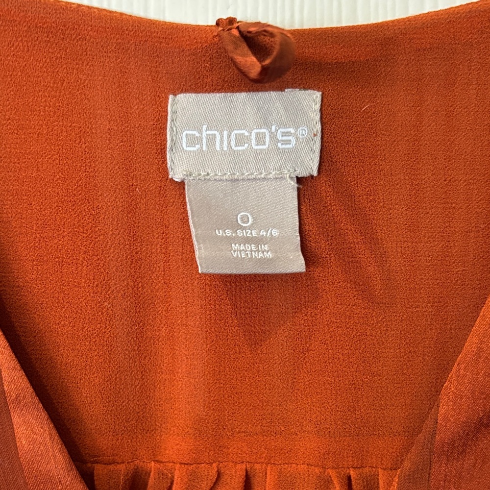 Chico's Rich Orange Blouse - Picture 2 of 6